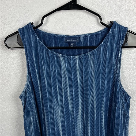 Pure Jill Indigo Women’s Navy Striped Sleeveless Midi Casual Dress Sz SP - Picture 8 of 9